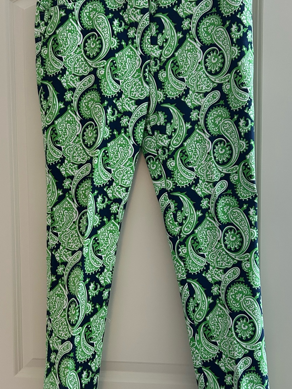 Gretchen Scott Designs Navy and Lime Green Paisley Pant